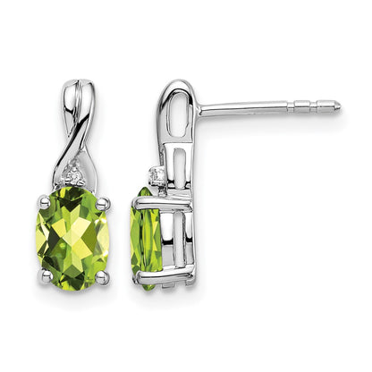 Oval Peridot and Diamond Post Earrings - WBC