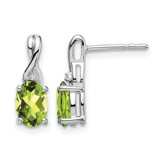 Oval Peridot and Diamond Post Earrings - WBC
