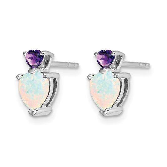 Heart Lab Created Opal and Amethyst Post Earrings - WBC