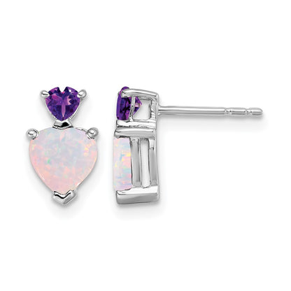 Heart Lab Created Opal and Amethyst Post Earrings - WBC