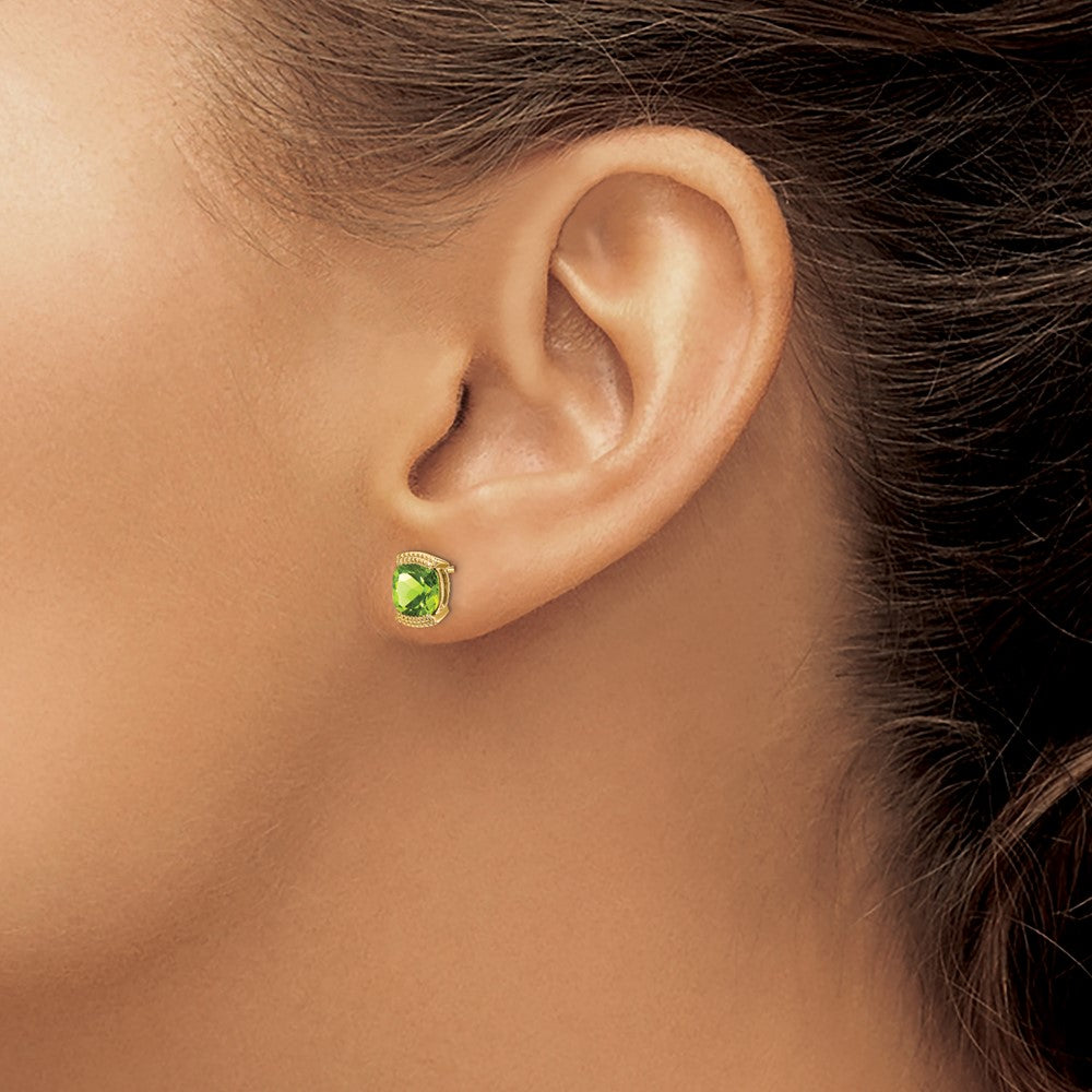 Cushion Peridot Post Earrings - WBC