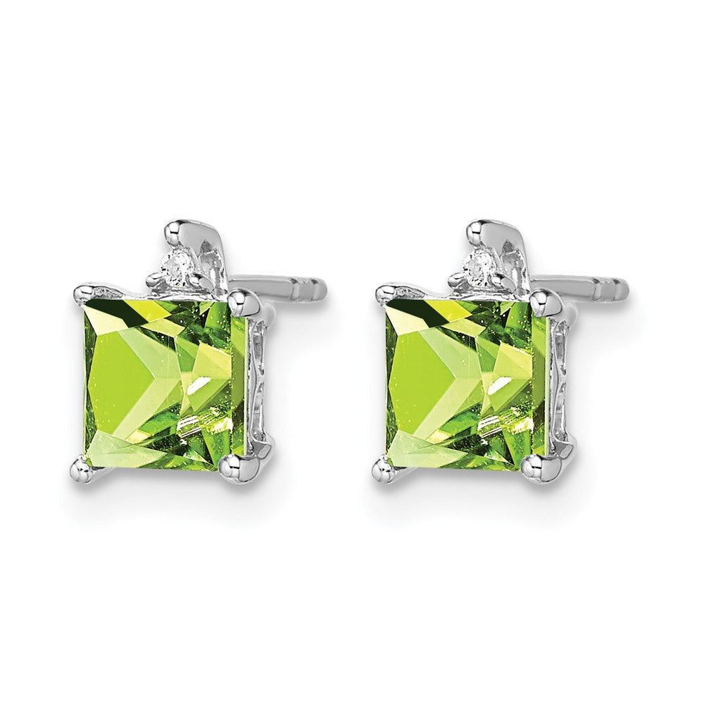 Princess Peridot and .01 carat Diamond Post Earrings - WBC