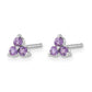 3-stone Round Amethyst Triangle Post Earrings - WBC