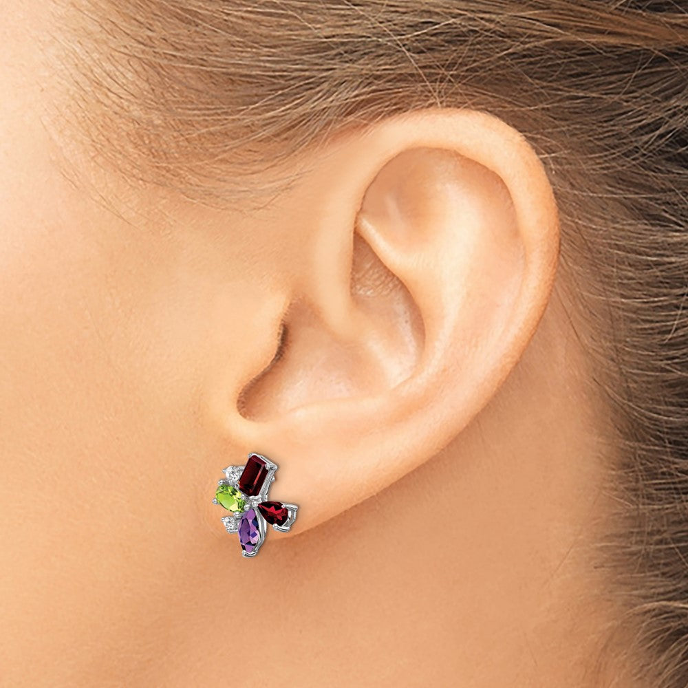 Amethyst/Peridot/Garnet/Diamond Post Earrings - WBC