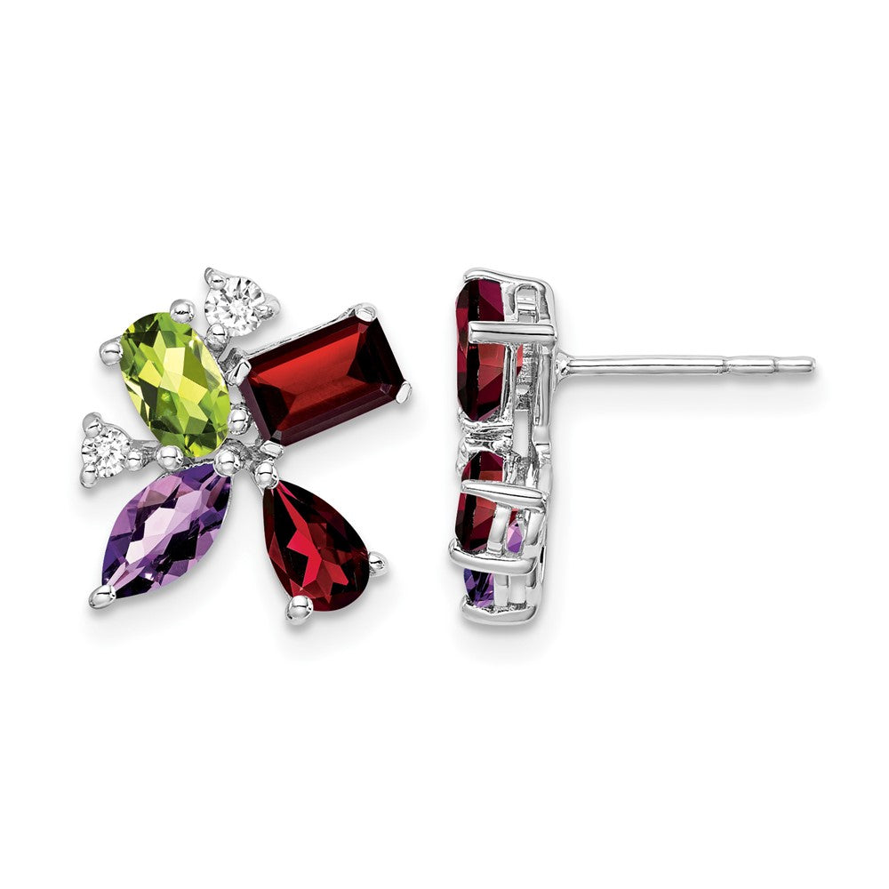 Amethyst/Peridot/Garnet/Diamond Post Earrings - WBC