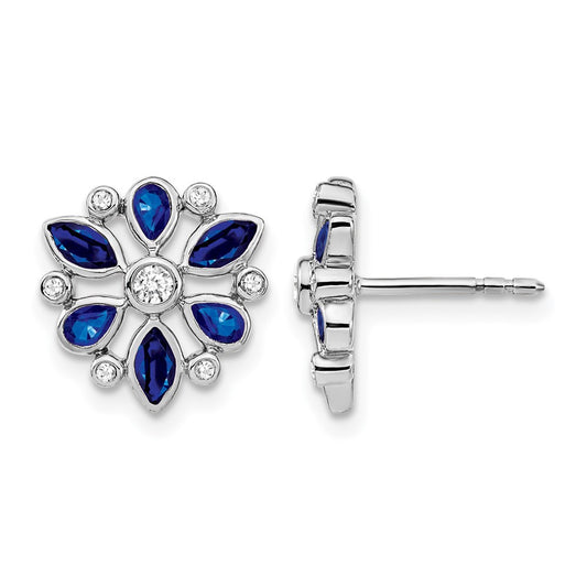 Marquise and Pear Sapphire and Diamond Post Earrings - WBC