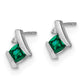 Cushion May/ Lab-Created Emerald and Diamond Post Earrings - WBC