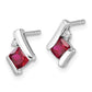 Cushion July/ Lab-Created Ruby and Diamond Post Earrings - WBC
