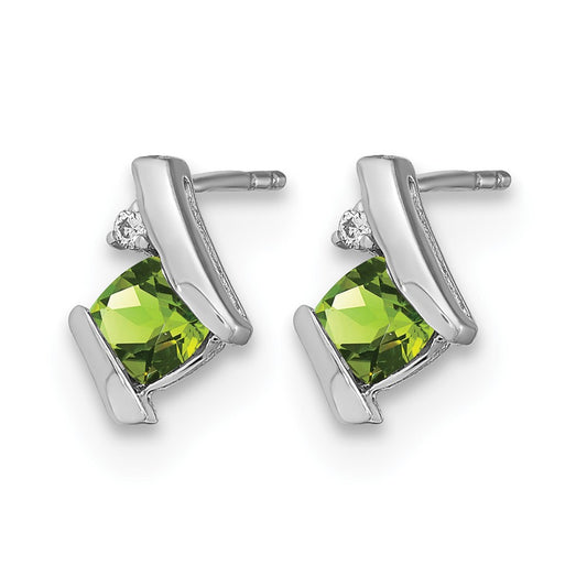 Cushion August/Peridot and Diamond Post Earrings - WBC