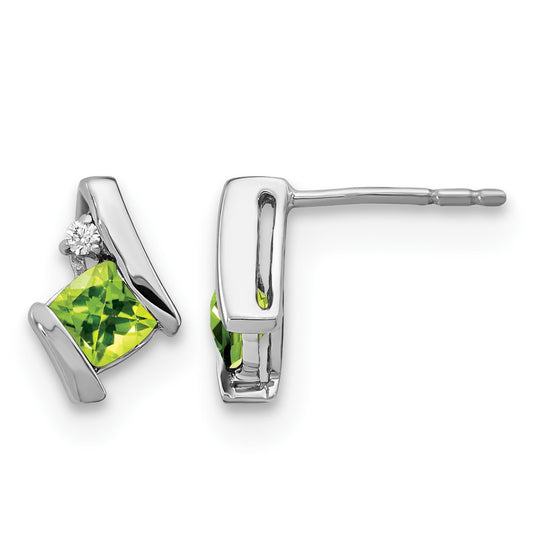 Cushion August/Peridot and Diamond Post Earrings - WBC