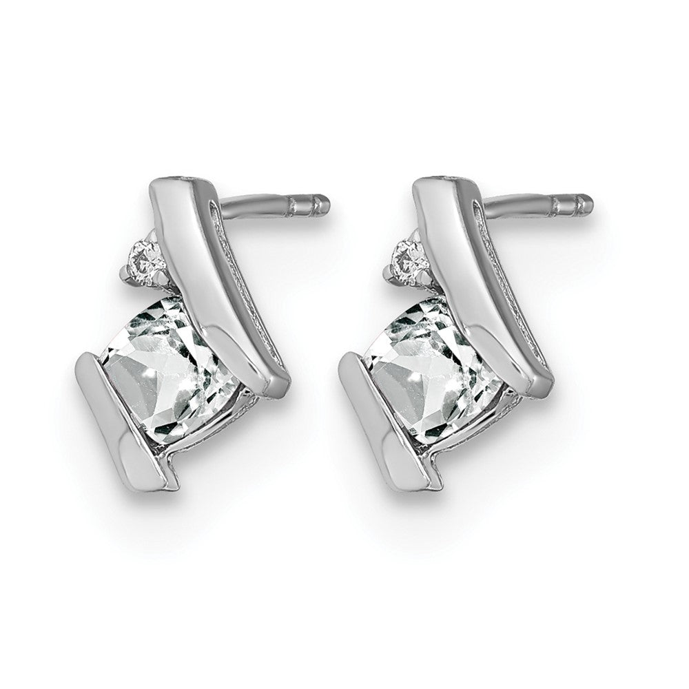 Cushion April/ Topaz and Diamond Post Earrings - WBC