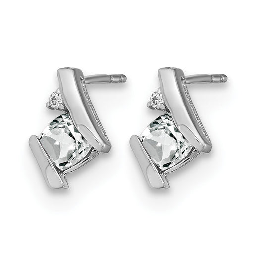 Cushion April/ Topaz and Diamond Post Earrings - WBC