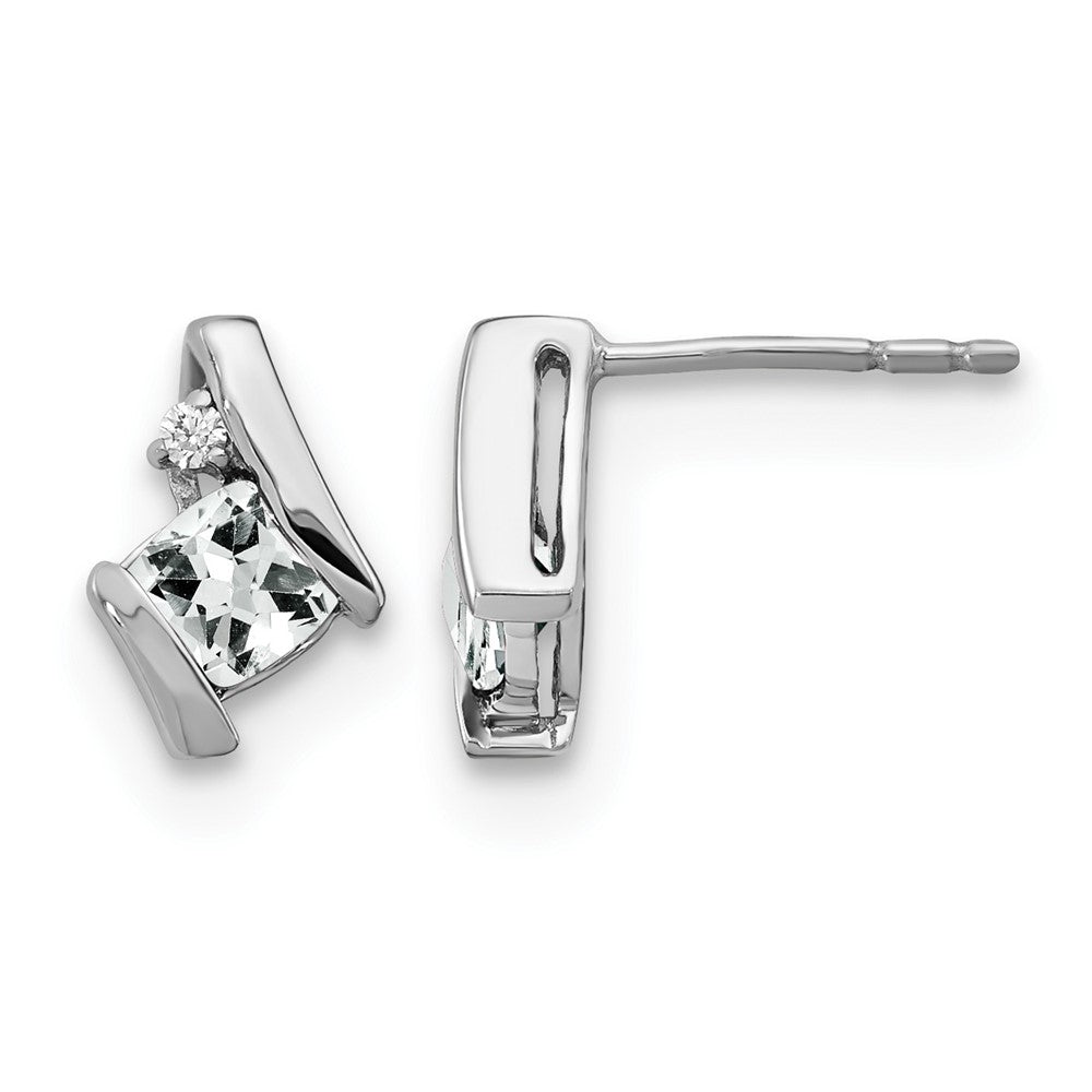 Cushion April/ Topaz and Diamond Post Earrings - WBC