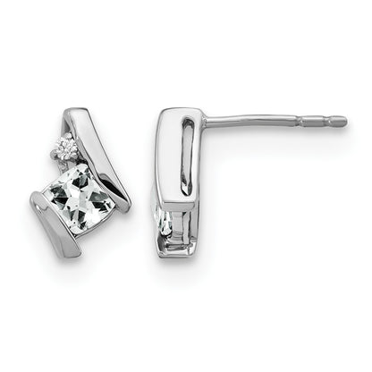 Cushion April/ Topaz and Diamond Post Earrings - WBC