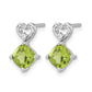 Cushion August/Peridot and Diamond Heart Post Earrings - WBC