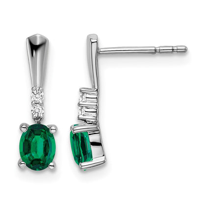 5x3 Oval May/Lab Created Emerald and Diamond Dangle Post Earrings - WBC