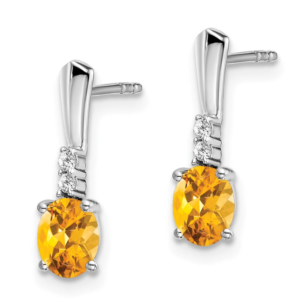 5x3 Oval November/Citrine and Diamond Dangle Post Earrings - WBC