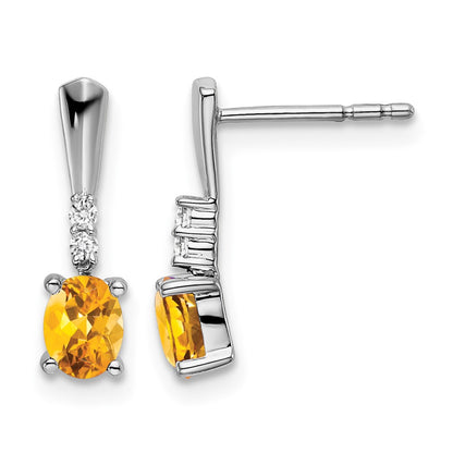 5x3 Oval November/Citrine and Diamond Dangle Post Earrings - WBC