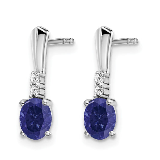 5x3 Oval September/Lab Created Sapphire and Diamond Dangle Post Earrings - WBC