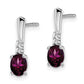 5x3 Oval June/Rhodolite Garnet and Diamond Dangle Post Earrings - WBC