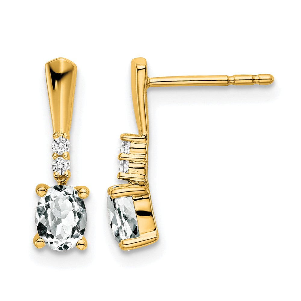 5x3 Oval April/ Topaz and Diamond Dangle Post Earrings - WBC