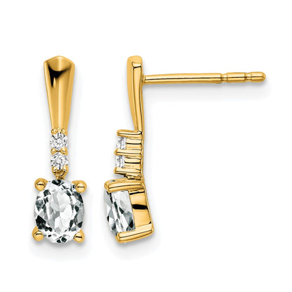 5x3 Oval April/ Topaz and Diamond Dangle Post Earrings - WBC