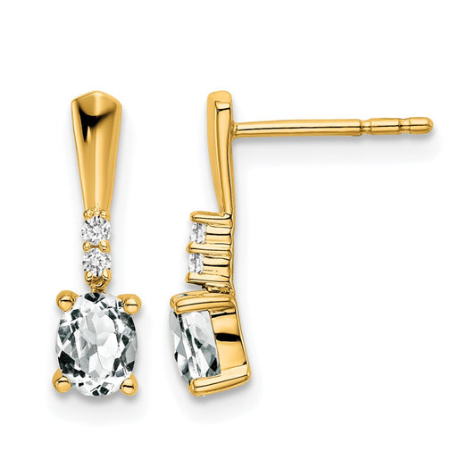 5x3 Oval April/ Topaz and Diamond Dangle Post Earrings - WBC