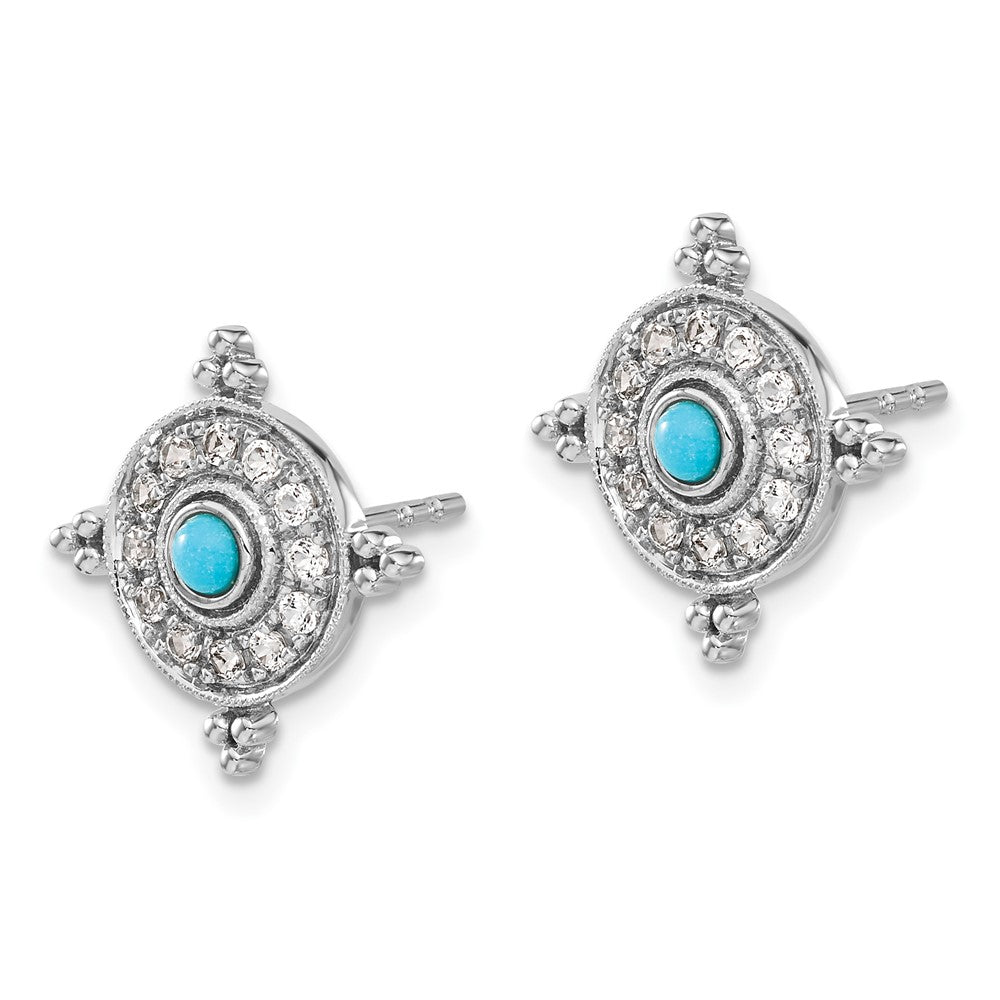 Turquoise and Topaz Shield Post Earrings - WBC