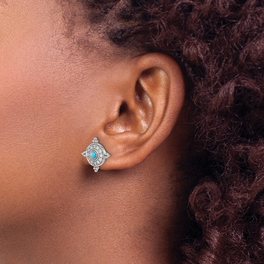 Turquoise and Topaz Shield Post Earrings - WBC