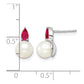 6- Round Freshwater Cultured Pearl and .60RU Pear Ruby Post Earrings - WBC