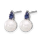 6- Round Freshwater Cultured Pearl and .60SA Pear Sapphire Post Earrings - WBC