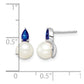 6- Round Freshwater Cultured Pearl and .60SA Pear Sapphire Post Earrings - WBC