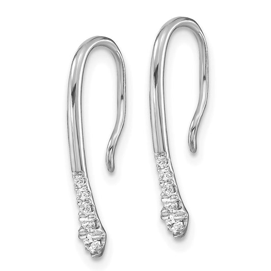 Polished 1/8 carat Diamond Drop Wire Earrings - WBC