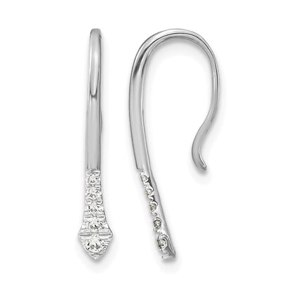 Polished 1/8 carat Diamond Drop Wire Earrings - WBC