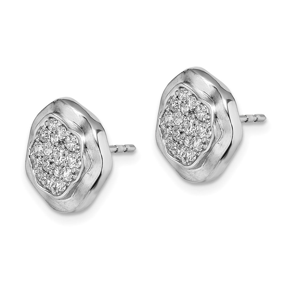 Polished Wavy Circle 5/8 carat Pave Diamond Post Earrings - WBC