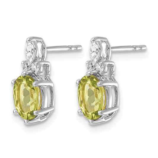 Diamond and 7x5 Oval August/Peridot Post Earrings - WBC