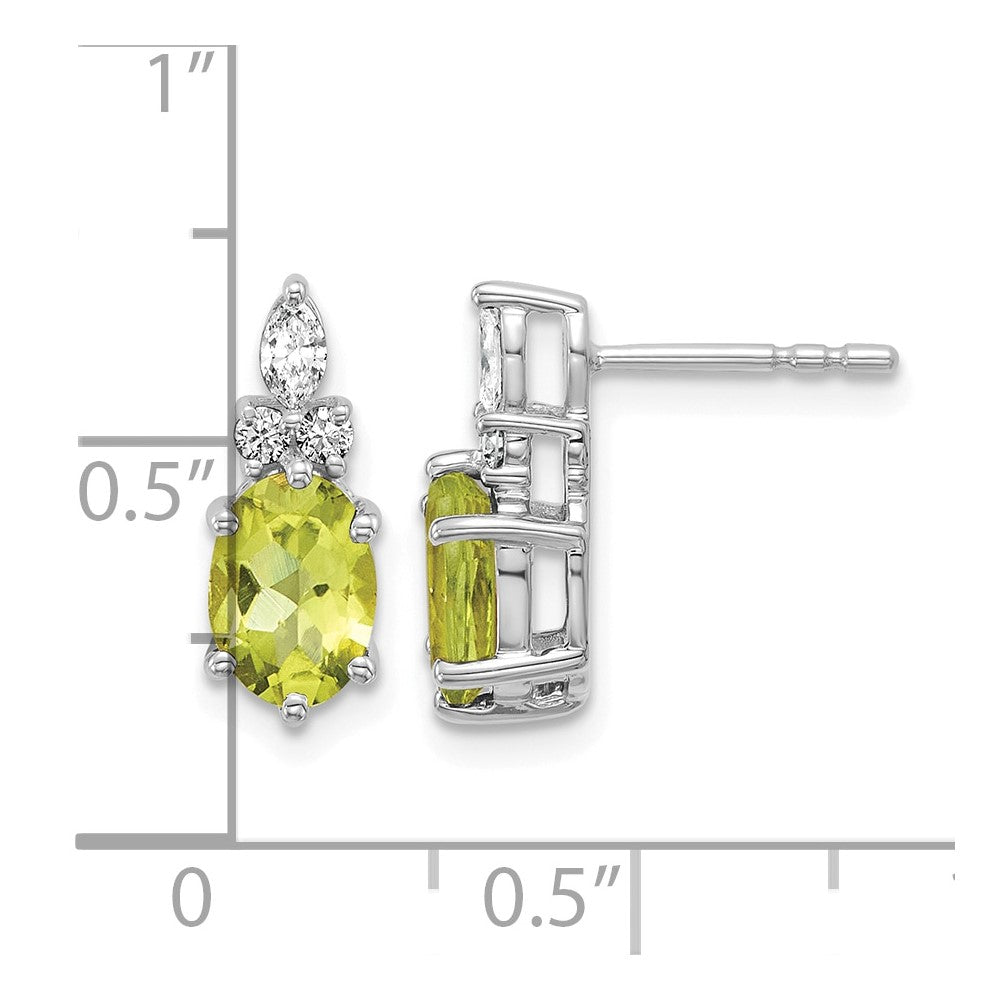 Diamond and 7x5 Oval August/Peridot Post Earrings - WBC