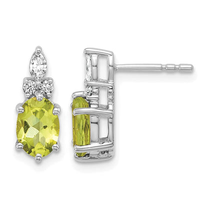 Diamond and 7x5 Oval August/Peridot Post Earrings - WBC