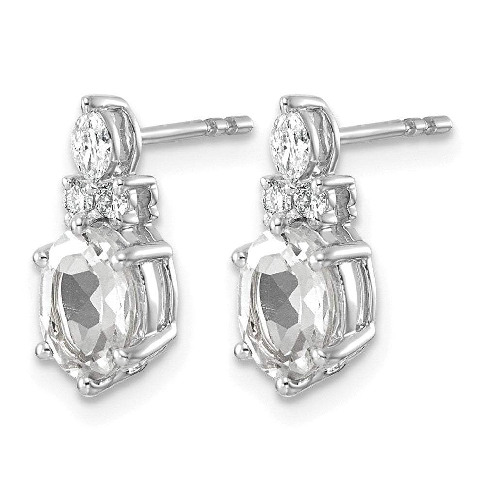 Diamond and 7x5 Oval April/ Topaz Post Earrings - WBC