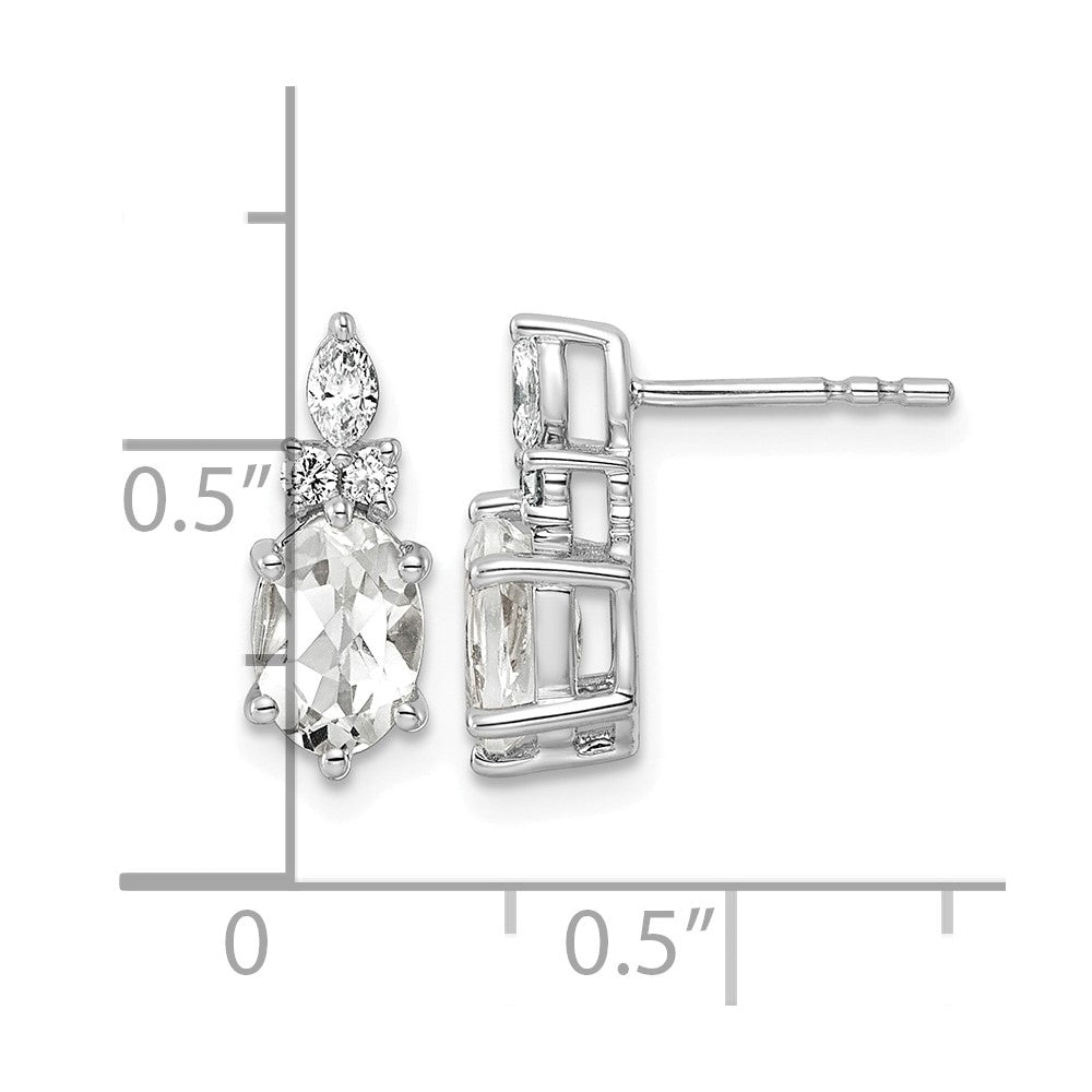 Diamond and 7x5 Oval April/ Topaz Post Earrings - WBC