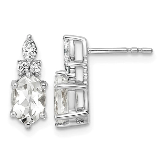 Diamond and 7x5 Oval April/ Topaz Post Earrings - WBC