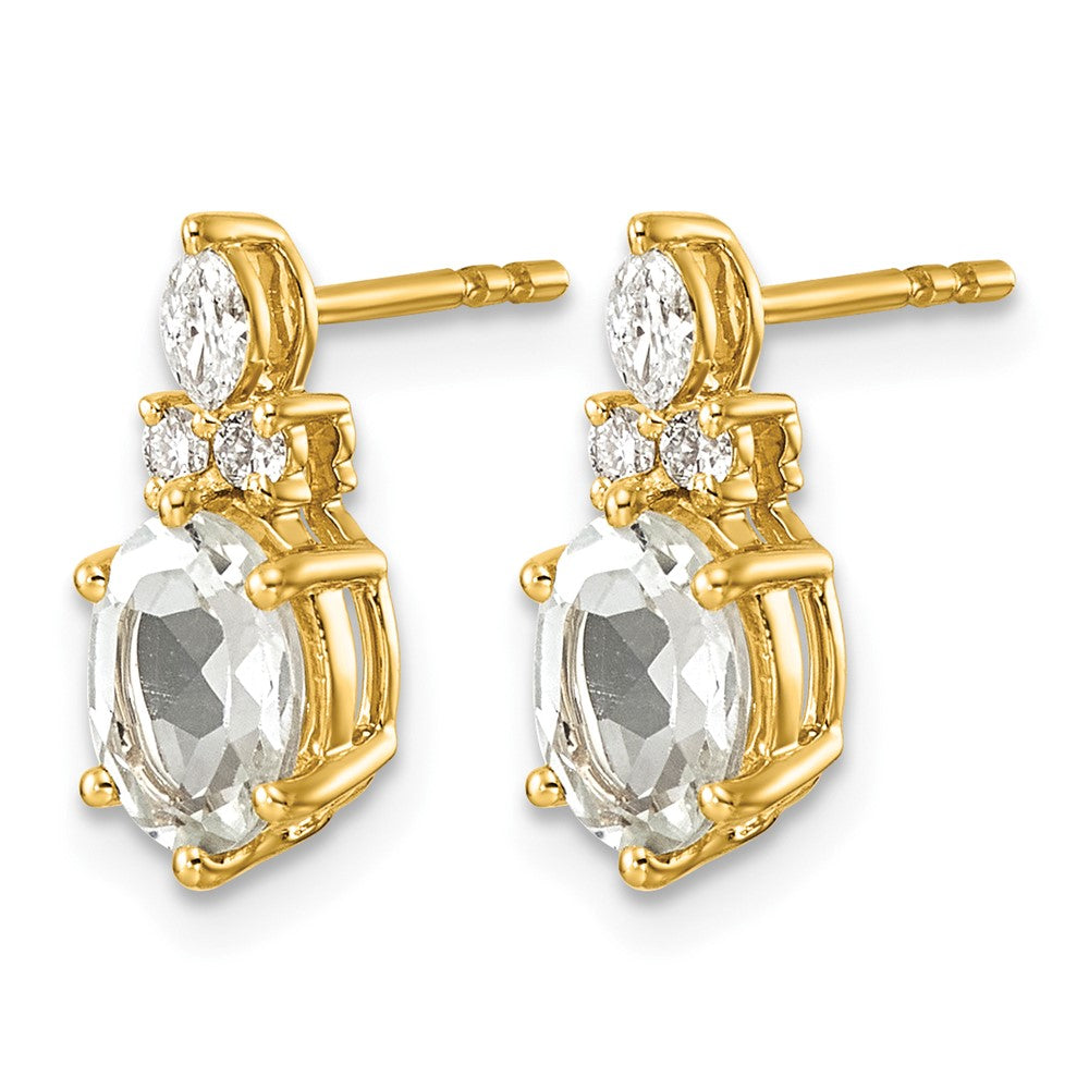 Diamond and 7x5 Oval April/ Topaz Post Earrings - WBC