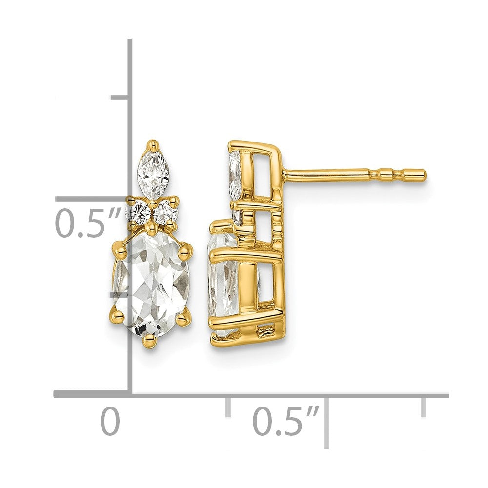 Diamond and 7x5 Oval April/ Topaz Post Earrings - WBC