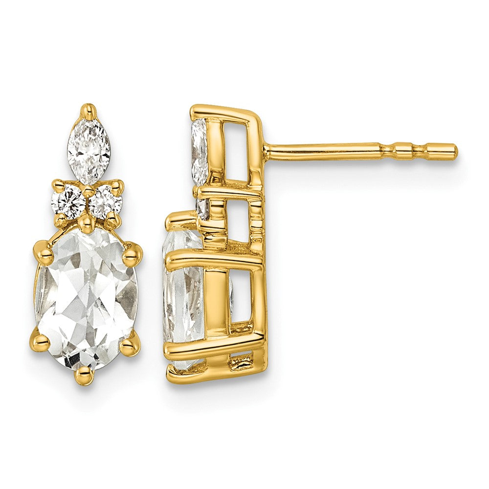 Diamond and 7x5 Oval April/ Topaz Post Earrings - WBC