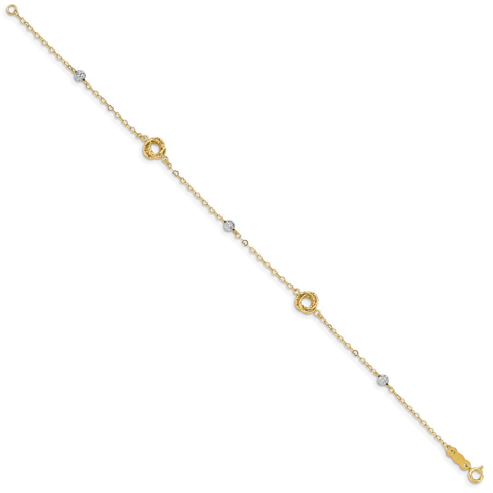 Two-tone Love Knots and Beads on Small Heart Link Bracelet - WBC