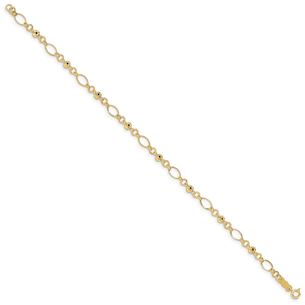 Polished Diamond-cut Ovals and Donut Beads Bracelet - WBC