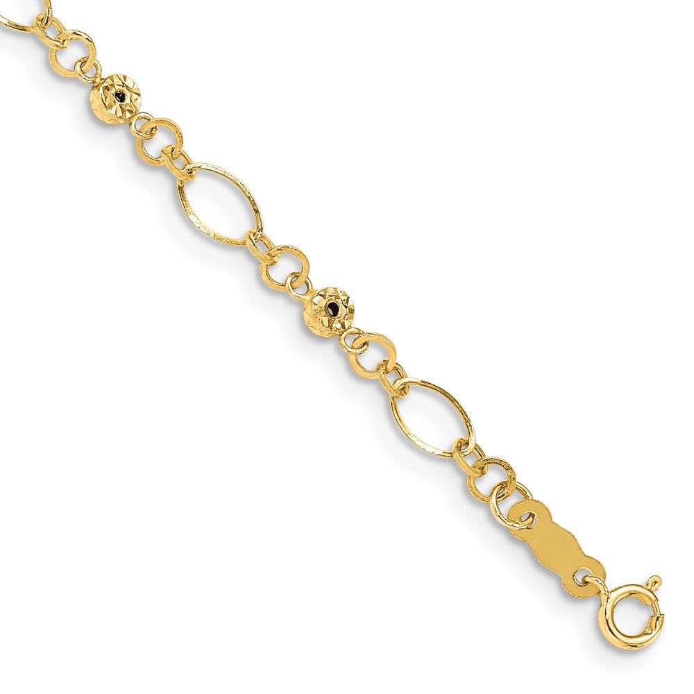 Polished Diamond-cut Ovals and Donut Beads Bracelet - WBC