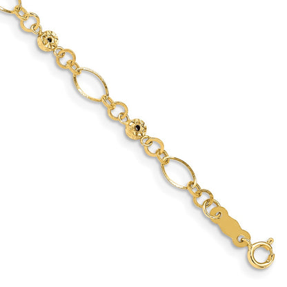 Polished Diamond-cut Ovals and Donut Beads Bracelet - WBC