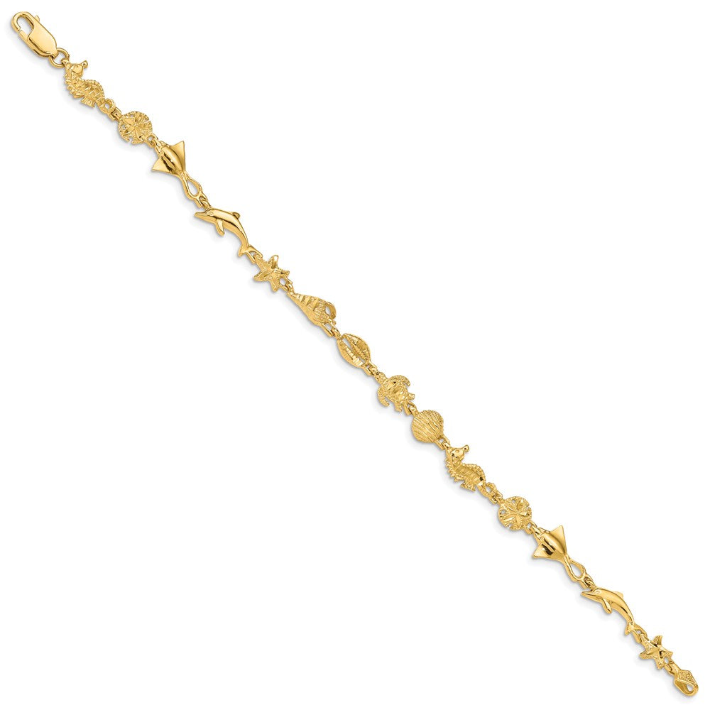 Polished and Textured Ocean Motif Bracelet - WBC