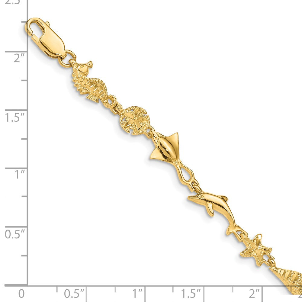 Polished and Textured Ocean Motif Bracelet - WBC